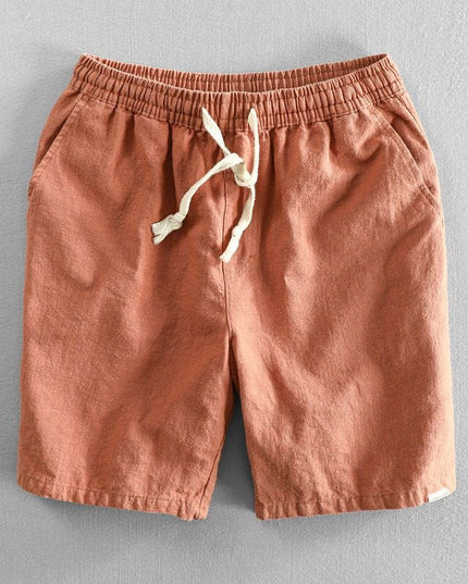 Men's Drawstring Linen-Look Shorts with Side Pockets
