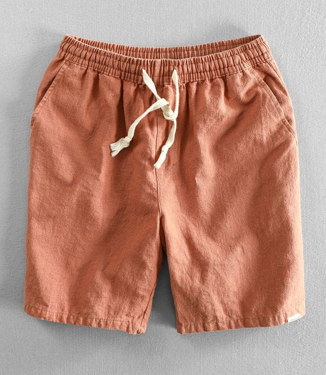 Men's Drawstring Linen-Look Shorts with Side Pockets