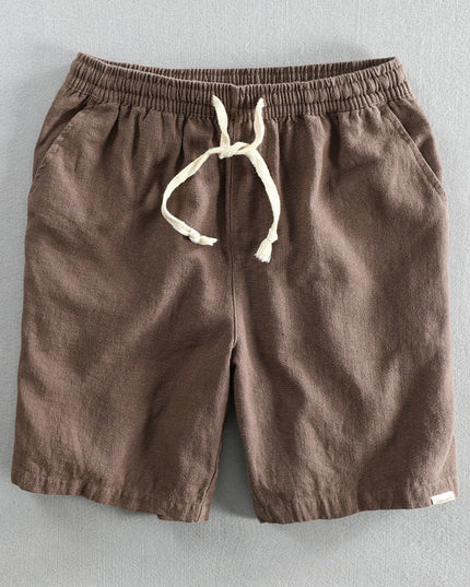 Men's Drawstring Linen-Look Shorts with Side Pockets