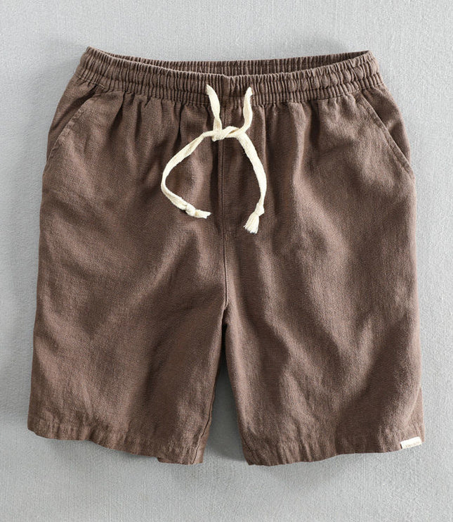 Men's Drawstring Linen-Look Shorts with Side Pockets