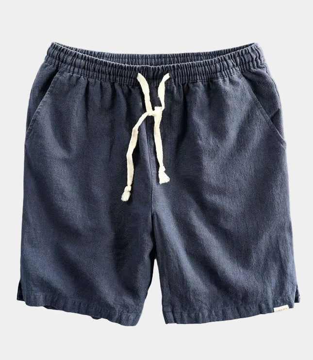 Men's Drawstring Linen-Look Shorts with Side Pockets