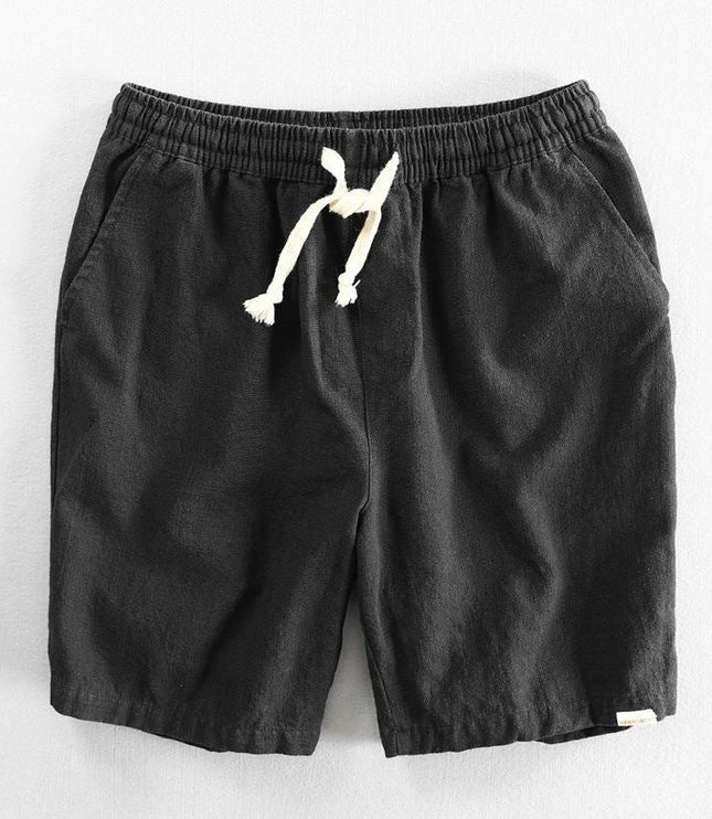Men's Drawstring Linen-Look Shorts with Side Pockets