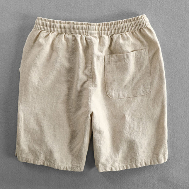 Men's Drawstring Linen-Look Shorts with Side Pockets