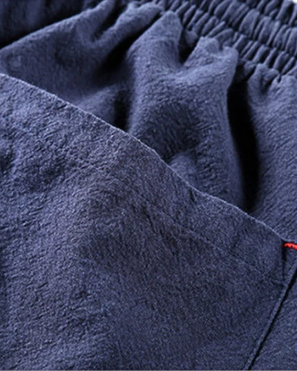 Men's Drawstring Linen-Look Shorts with Side Pockets