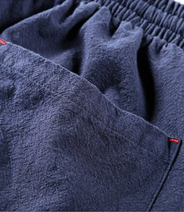 Men's Drawstring Linen-Look Shorts with Side Pockets