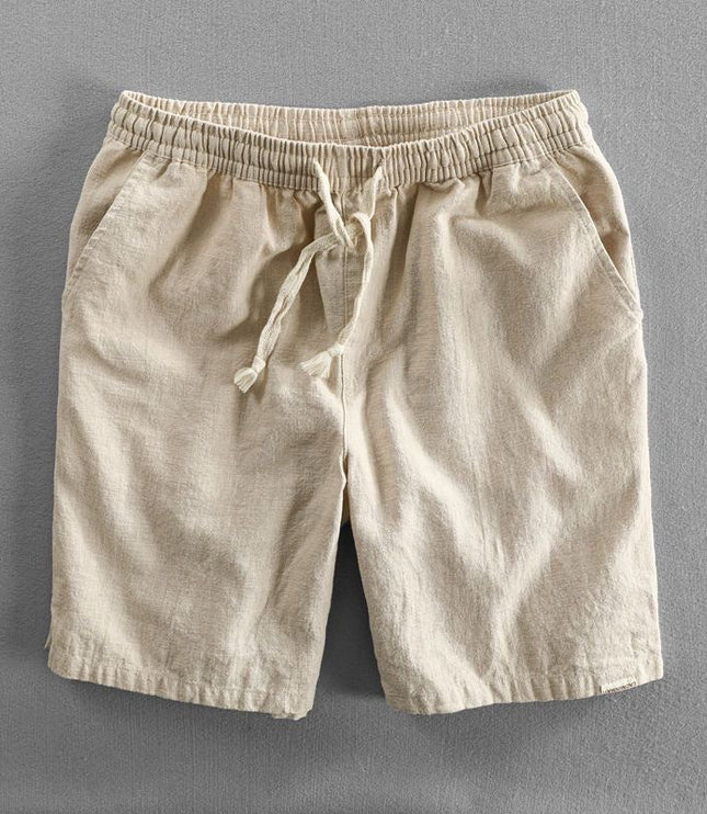 Men's Drawstring Linen-Look Shorts with Side Pockets