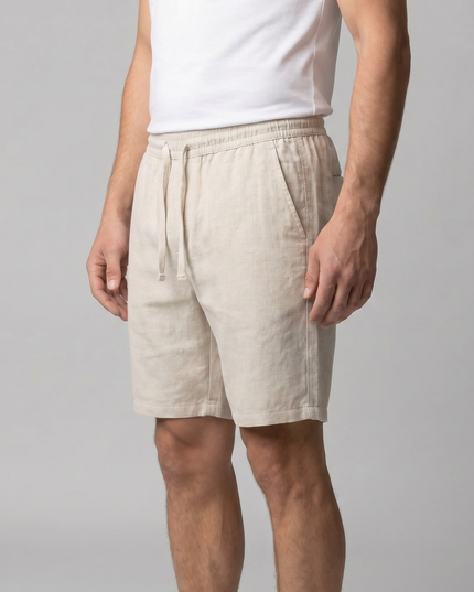 Men's Drawstring Linen Shorts with Elastic Waist