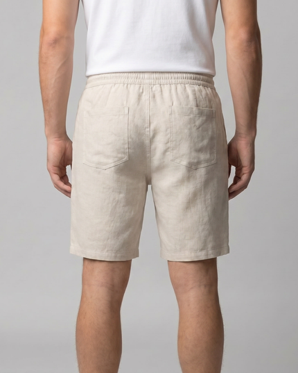 Men's Drawstring Linen Shorts with Elastic Waist
