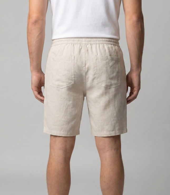 Men's Drawstring Linen Shorts with Elastic Waist