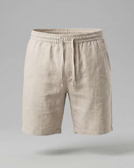 Men's Drawstring Linen Shorts with Elastic Waist