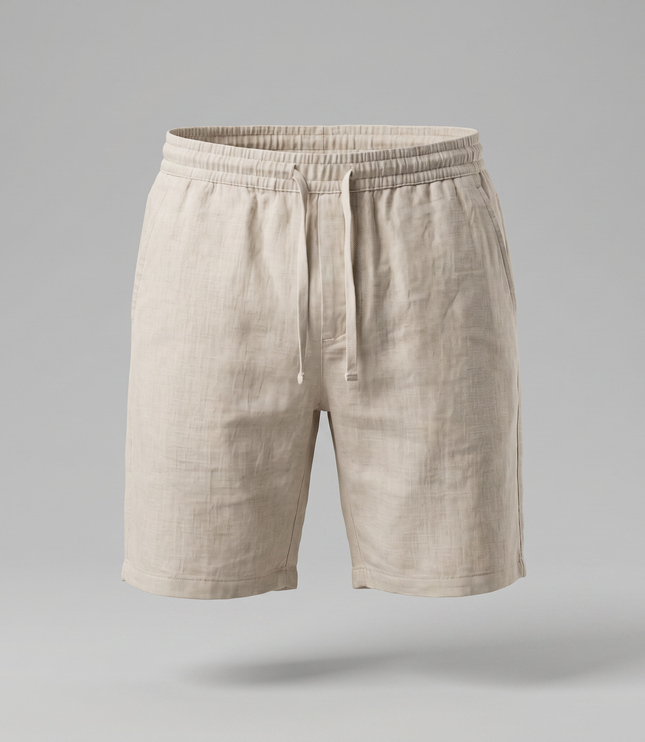Men's Drawstring Linen Shorts with Elastic Waist