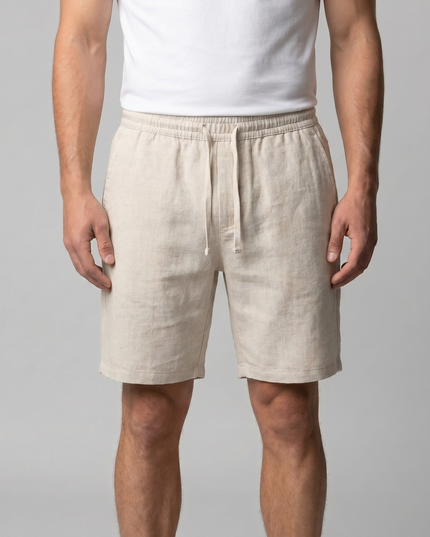 Men's Drawstring Linen Shorts with Elastic Waist