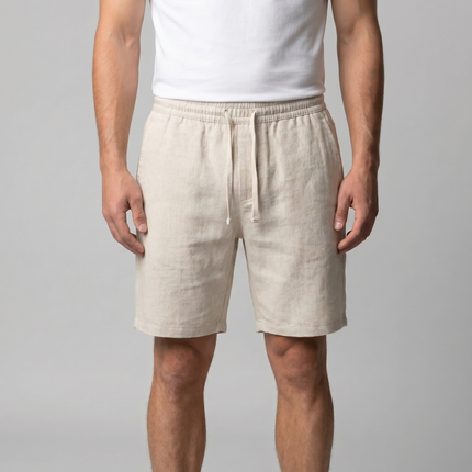 Men's Drawstring Linen Shorts with Elastic Waist