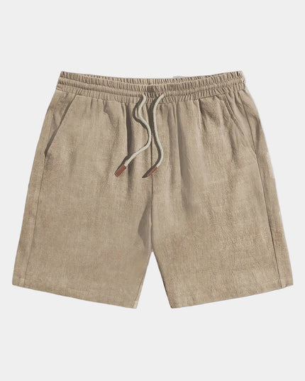 Men's Elastic Waist Linen-Look Shorts with Drawstring