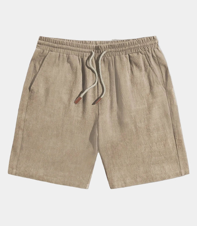 Men's Elastic Waist Linen-Look Shorts with Drawstring