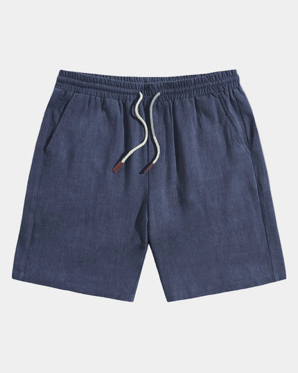 Men's Elastic Waist Linen-Look Shorts with Drawstring