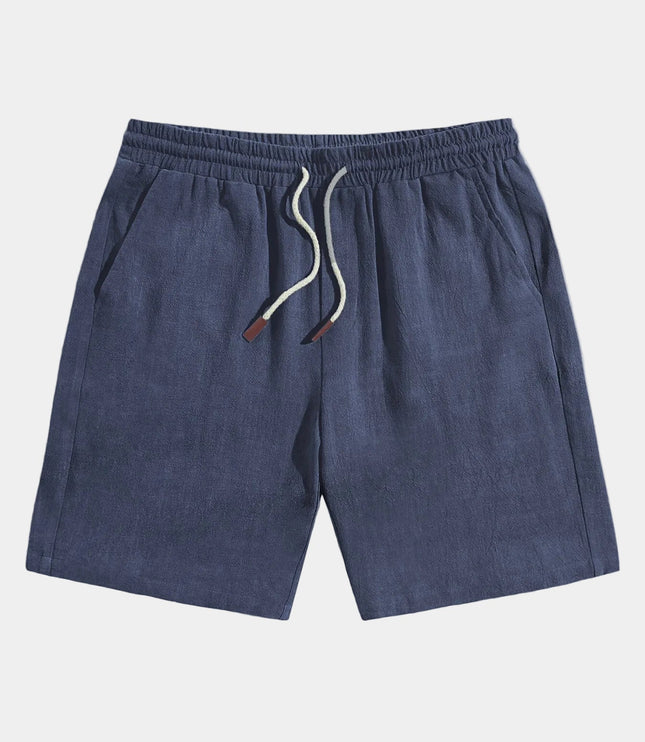 Men's Elastic Waist Linen-Look Shorts with Drawstring
