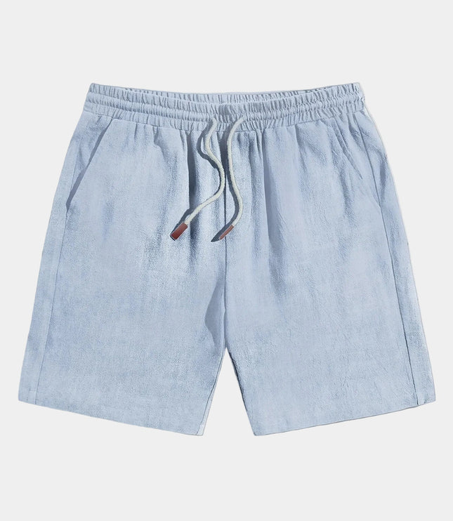 Men's Elastic Waist Linen-Look Shorts with Drawstring