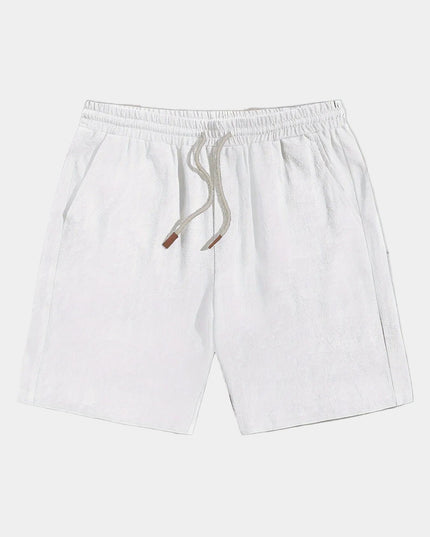Men's Elastic Waist Linen-Look Shorts with Drawstring