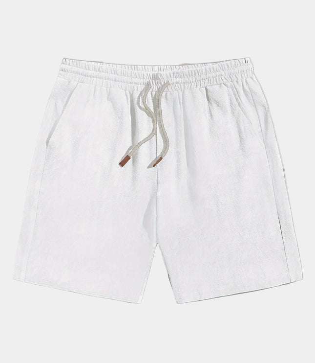 Men's Elastic Waist Linen-Look Shorts with Drawstring
