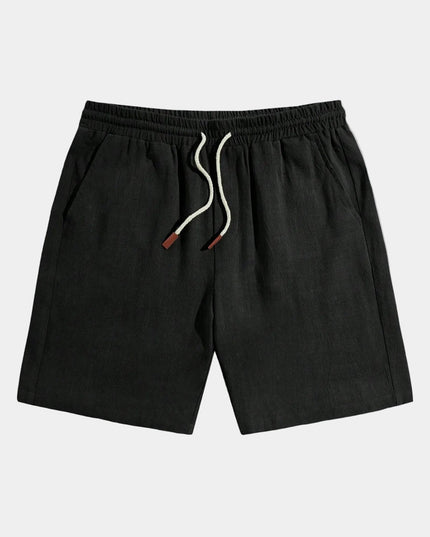 Men's Elastic Waist Linen-Look Shorts with Drawstring