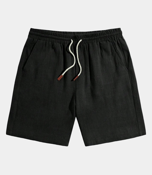 Men's Elastic Waist Linen-Look Shorts with Drawstring