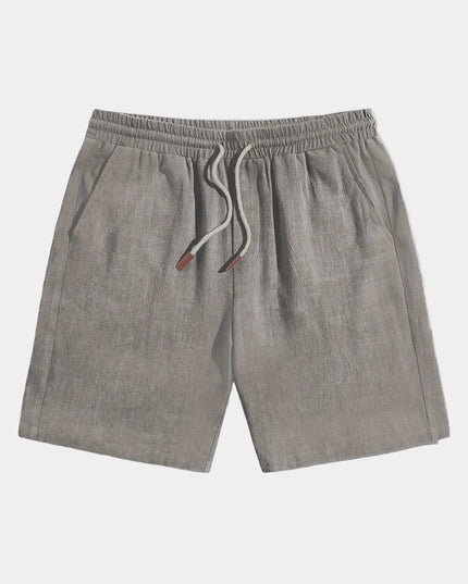 Men's Elastic Waist Linen-Look Shorts with Drawstring