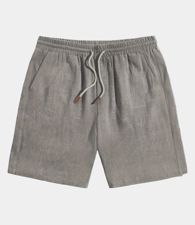 Men's Elastic Waist Linen-Look Shorts with Drawstring