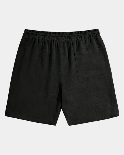 Men's Elastic Waist Linen-Look Shorts with Drawstring