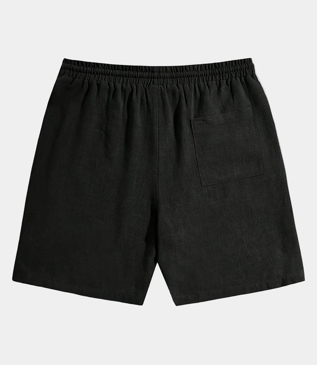 Men's Elastic Waist Linen-Look Shorts with Drawstring