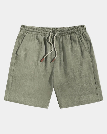 Men's Elastic Waist Linen-Look Shorts with Drawstring