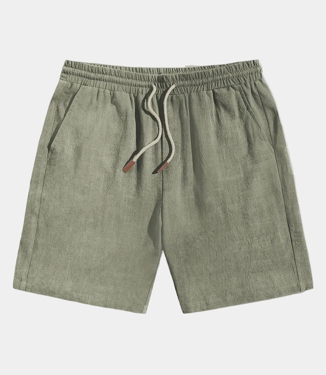 Men's Elastic Waist Linen-Look Shorts with Drawstring