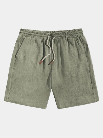 Men's Elastic Waist Linen-Look Shorts with Drawstring