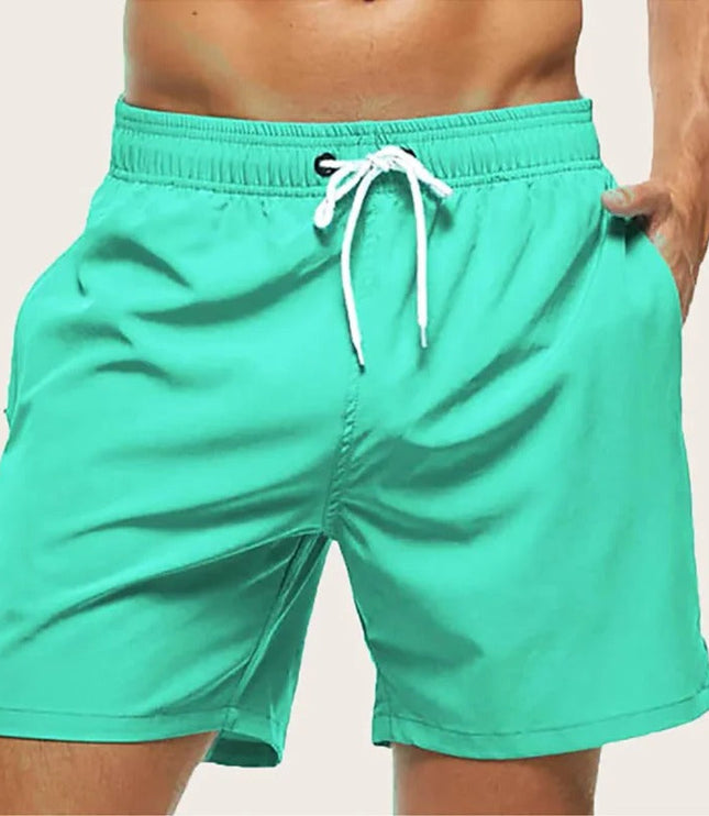 Men's Elastic-Waist Quick-Dry Swim Shorts