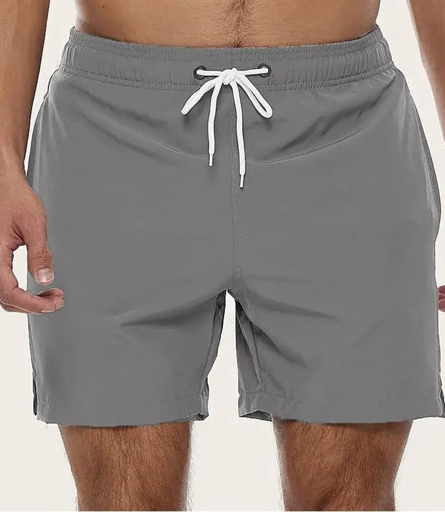 Men's Elastic-Waist Quick-Dry Swim Shorts