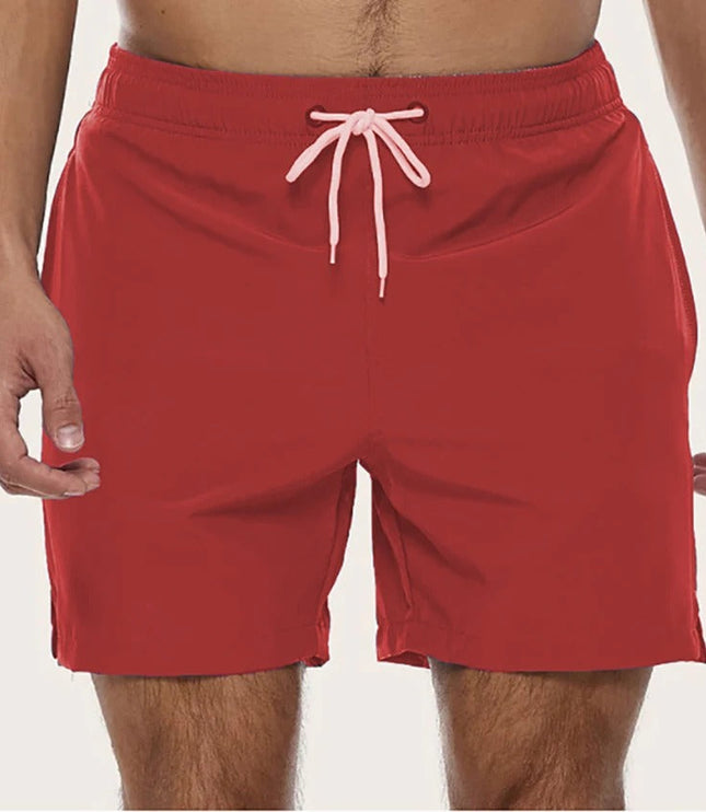 Men's Elastic-Waist Quick-Dry Swim Shorts