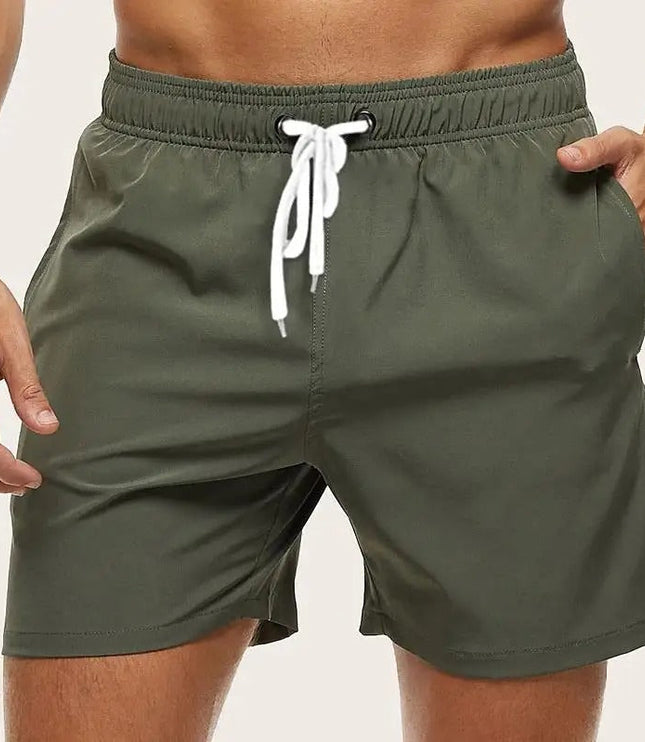 Men's Elastic-Waist Quick-Dry Swim Shorts