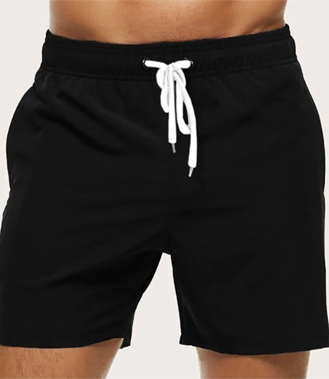 Men's Elastic-Waist Quick-Dry Swim Shorts