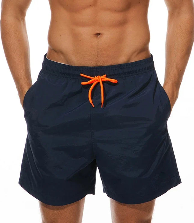 Men's Elastic Waist Swim Shorts with Drawstring