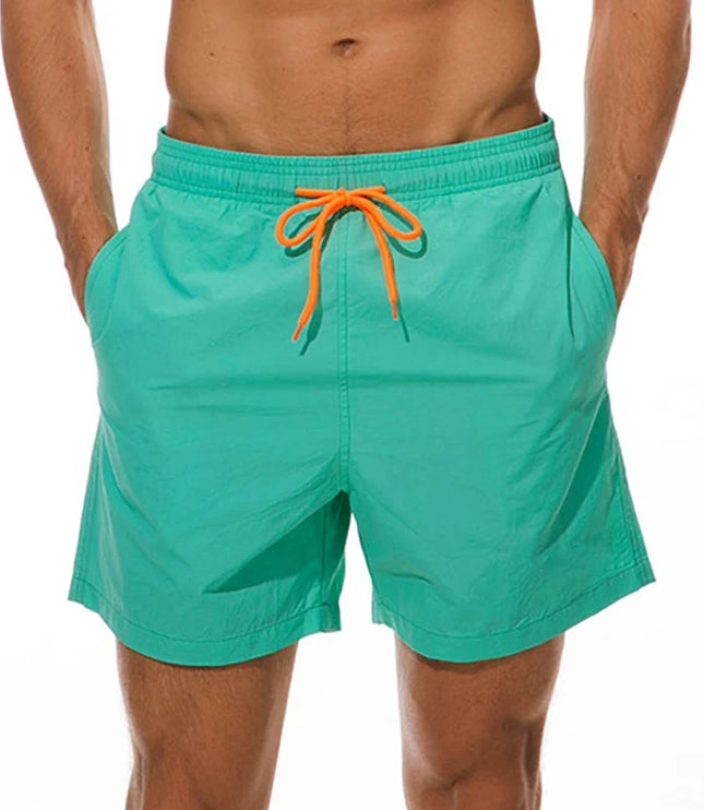 Men's Elastic Waist Swim Shorts with Drawstring