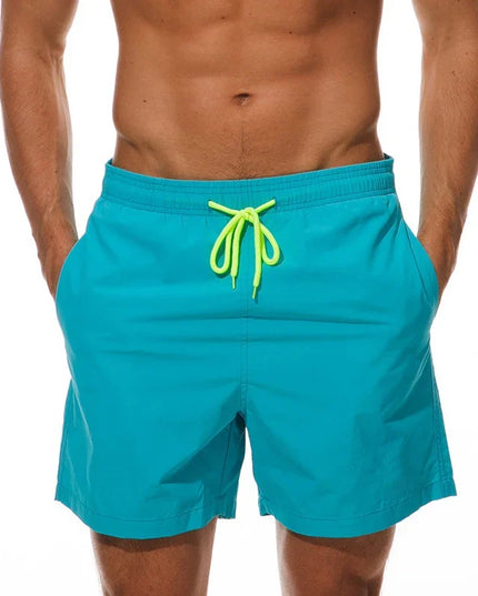 Men's Elastic Waist Swim Shorts with Drawstring