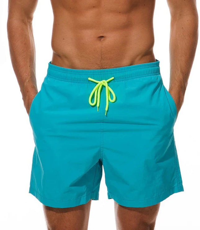 Men's Elastic Waist Swim Shorts with Drawstring