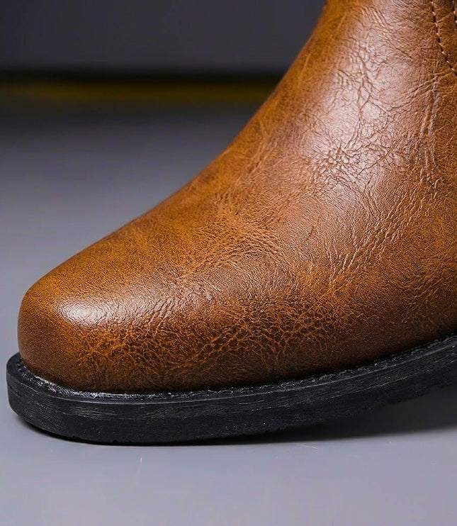 Men's Faux Leather Harness Ankle Boots