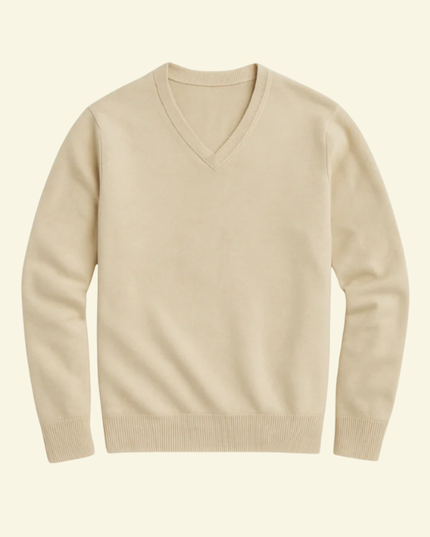 Men's Fine-Knit Ribbed V-Neck Sweater