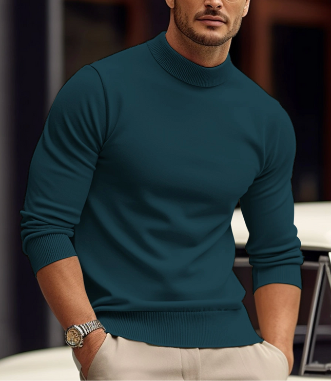 Men's Fitted Mock Neck Knit Sweater