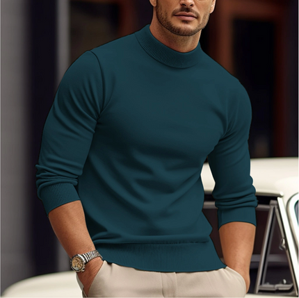 Men's Fitted Mock Neck Knit Sweater