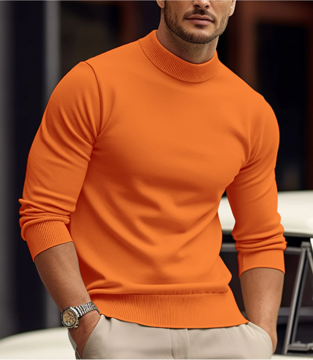Men's Fitted Mock Neck Knit Sweater