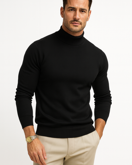 Men's Fitted Ribbed Turtleneck Sweater