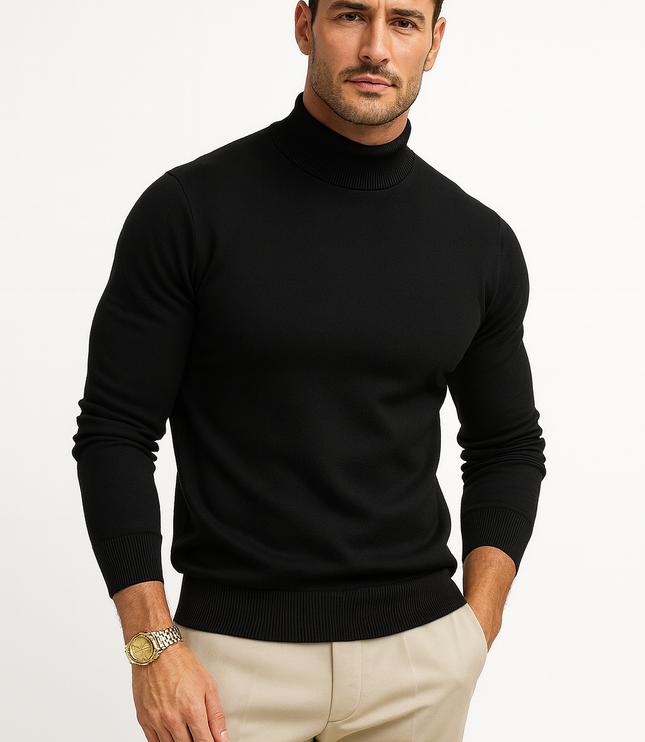 Men's Fitted Ribbed Turtleneck Sweater