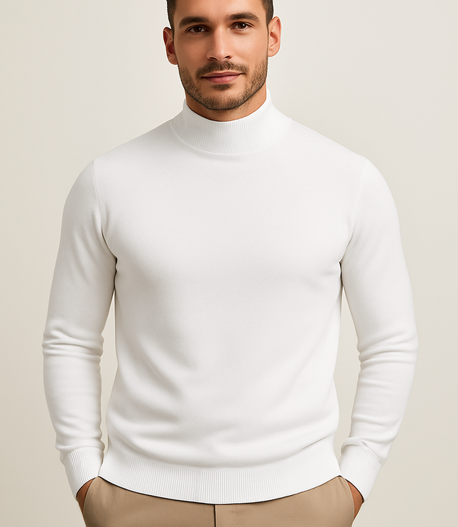 Men's Fitted Ribbed Turtleneck Sweater